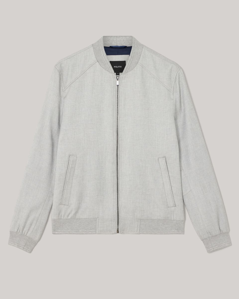 TEXTURED BOMBER JACKET, Light Grey, hi-res